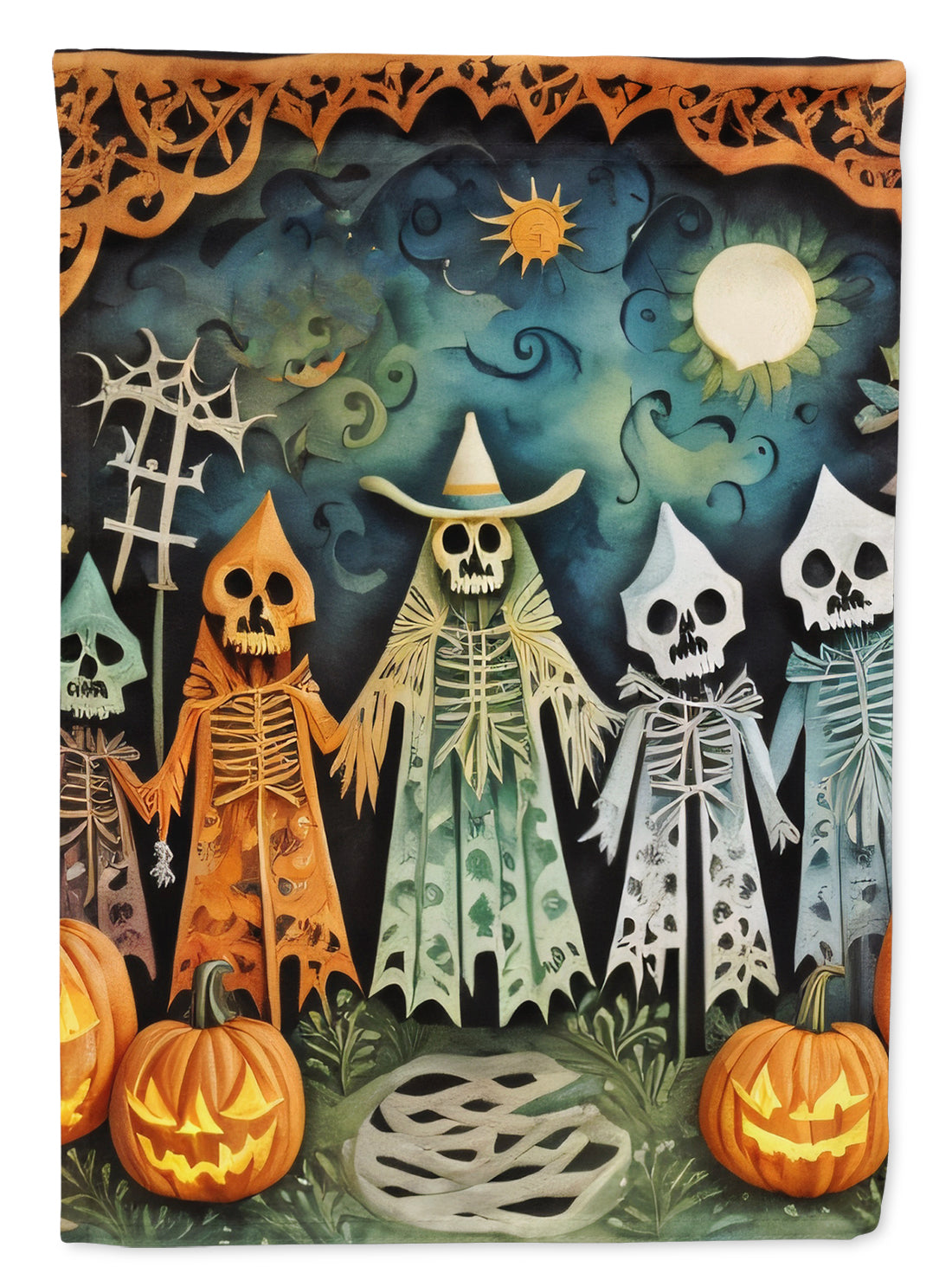 Buy this Papel Picado Skeletons Spooky Halloween House Flag