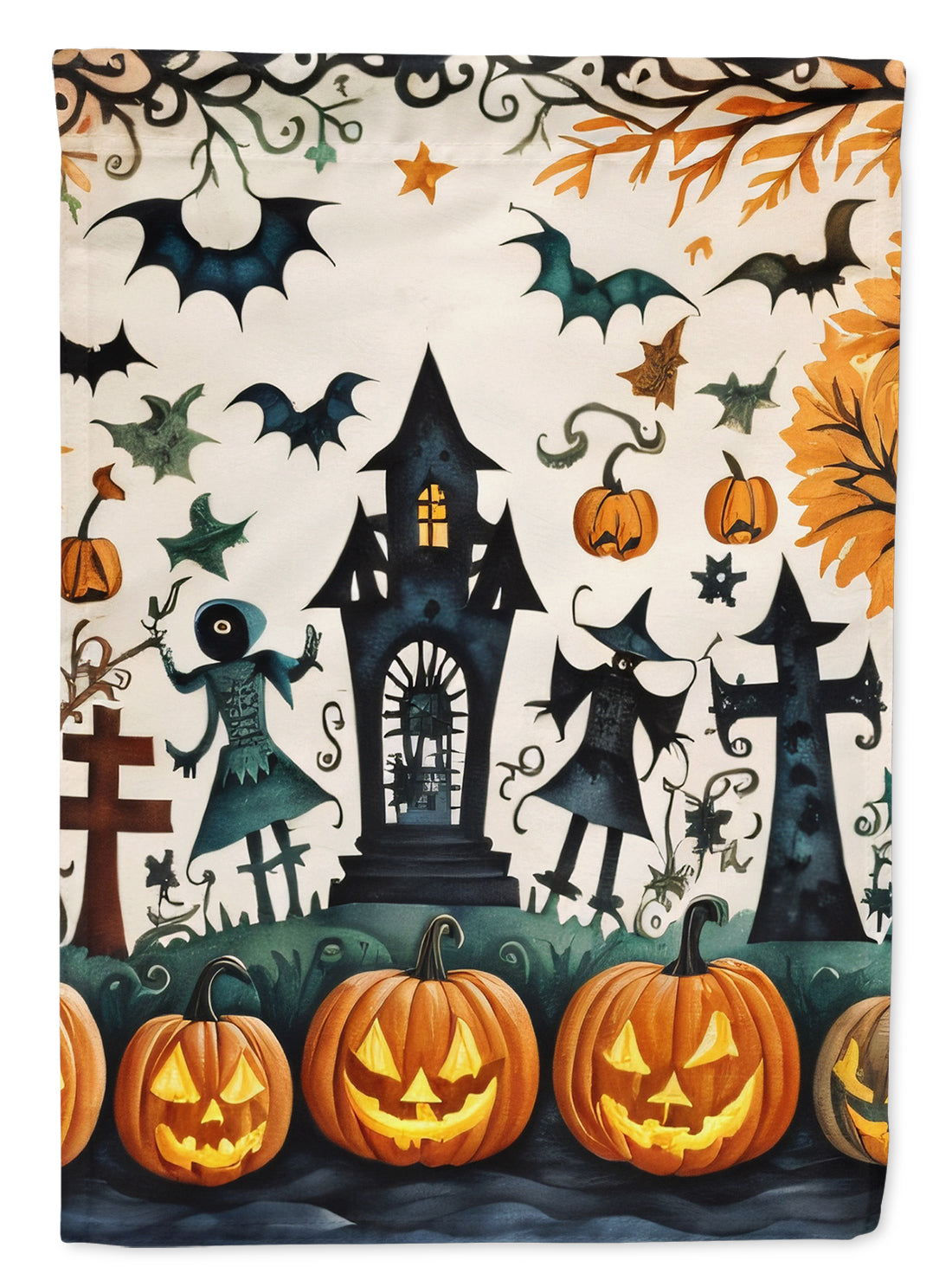 Buy this Papel Picado Skeletons Spooky Halloween House Flag