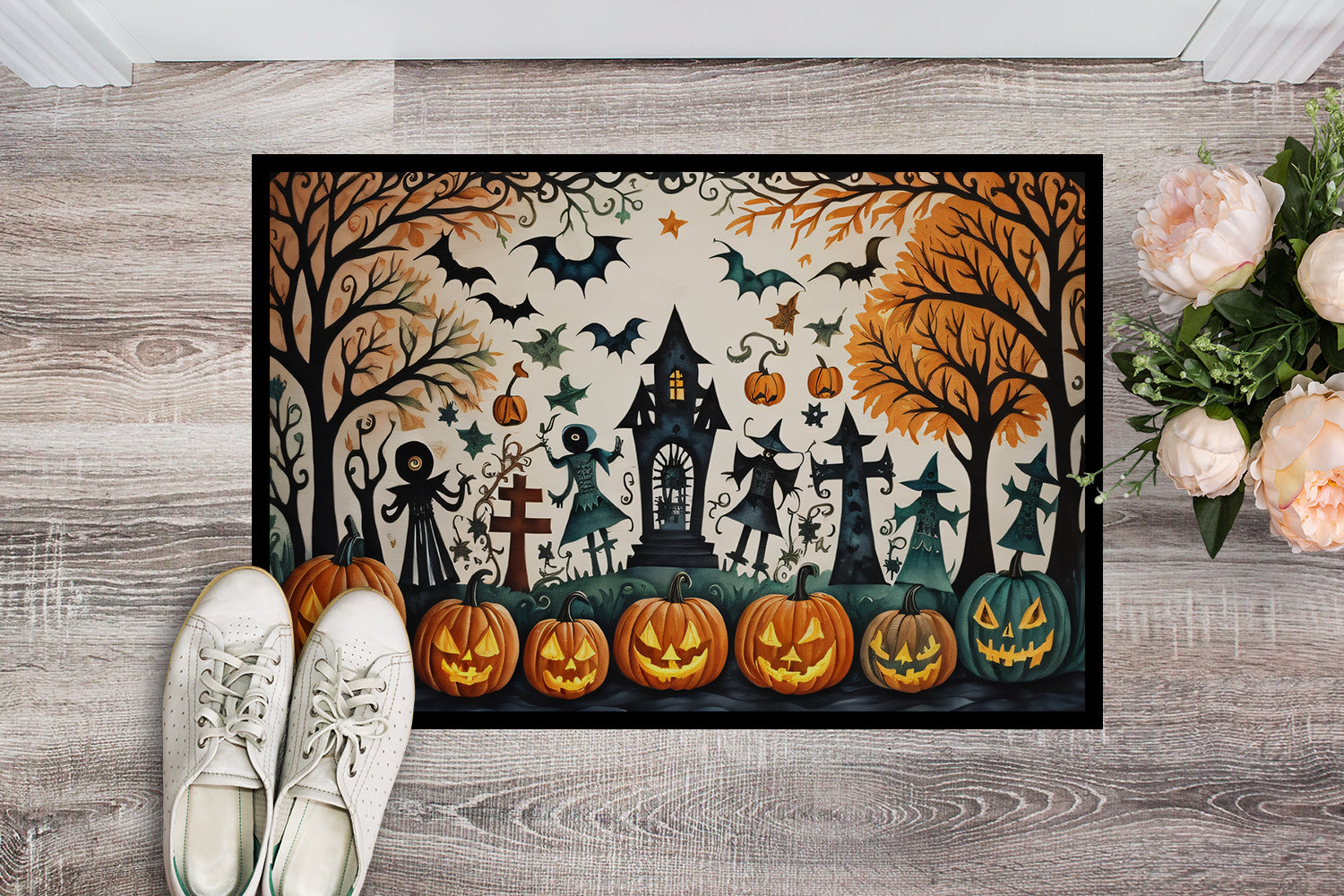 Buy this Papel Picado Skeletons Spooky Halloween Indoor or Outdoor Mat 24x36