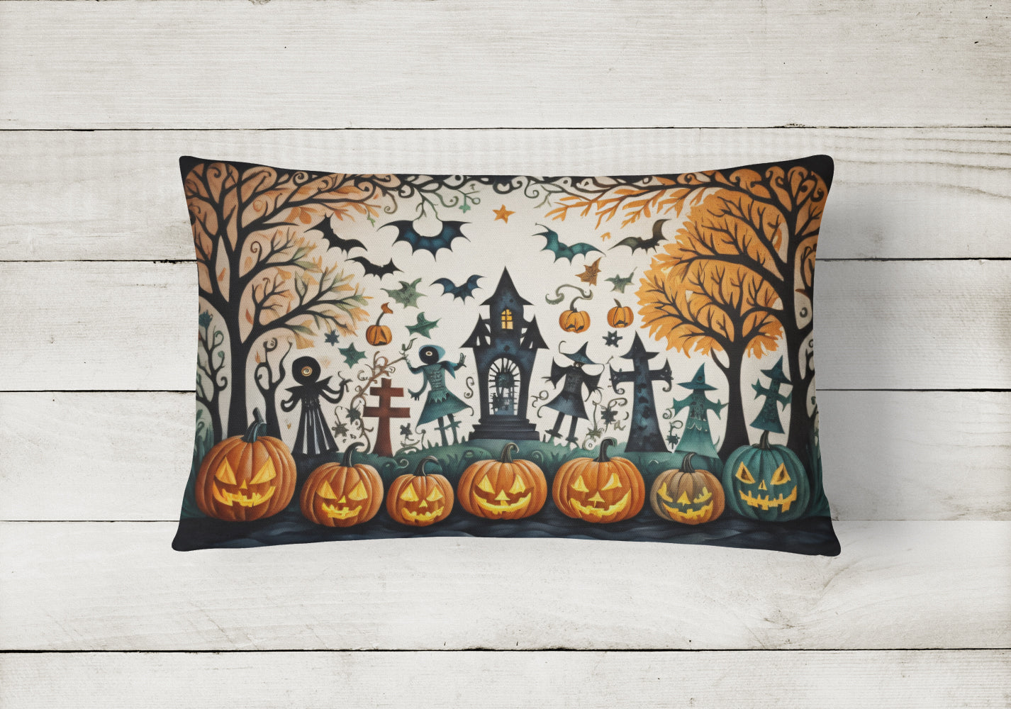 Buy this Papel Picado Skeletons Spooky Halloween Fabric Decorative Pillow