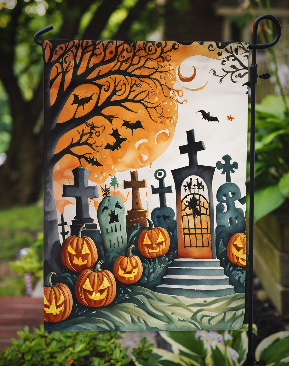 Papel Picado Skeletons Spooky Halloween Garden Flag