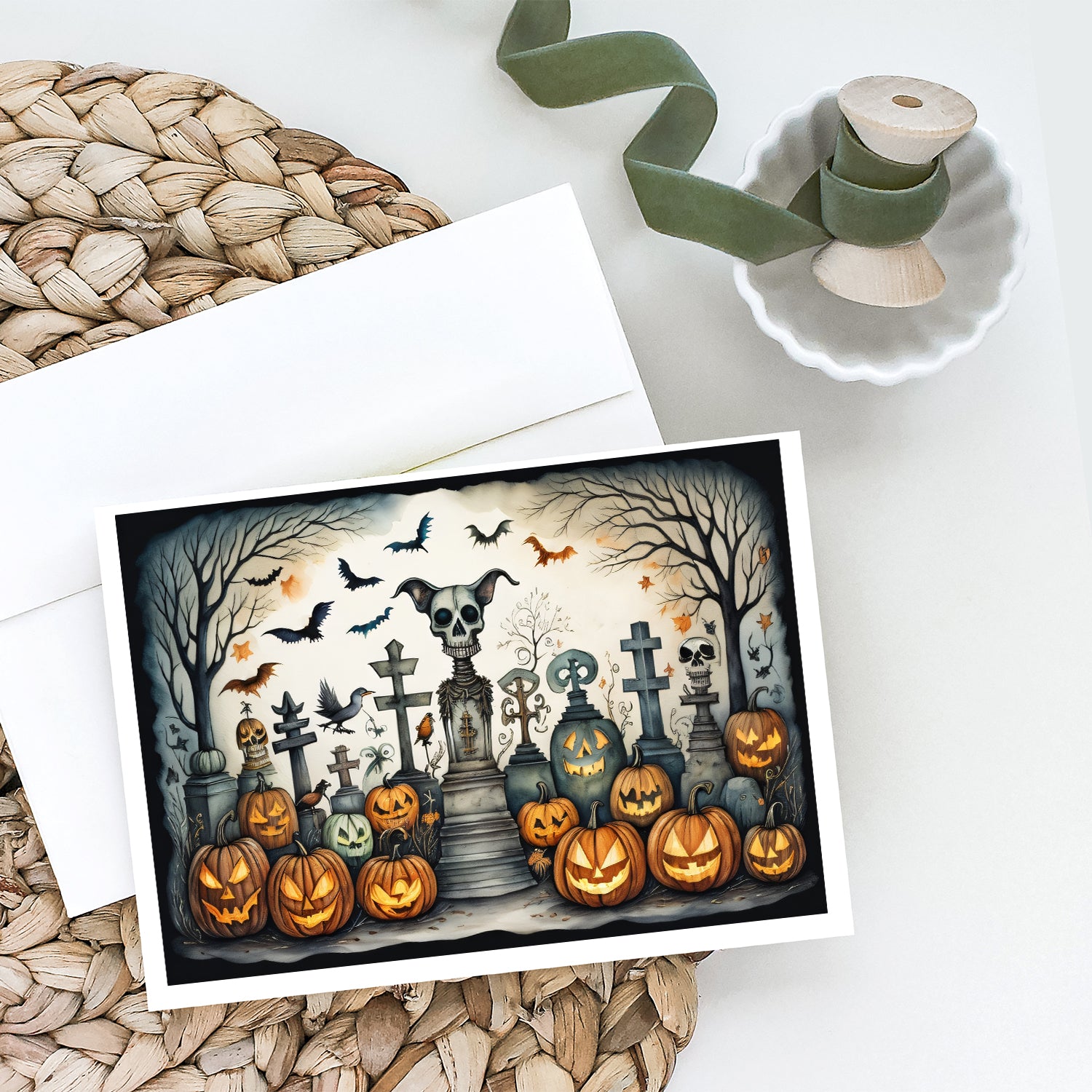 Buy this Pet Cemetery Spooky Halloween Greeting Cards and Envelopes Pack of 8