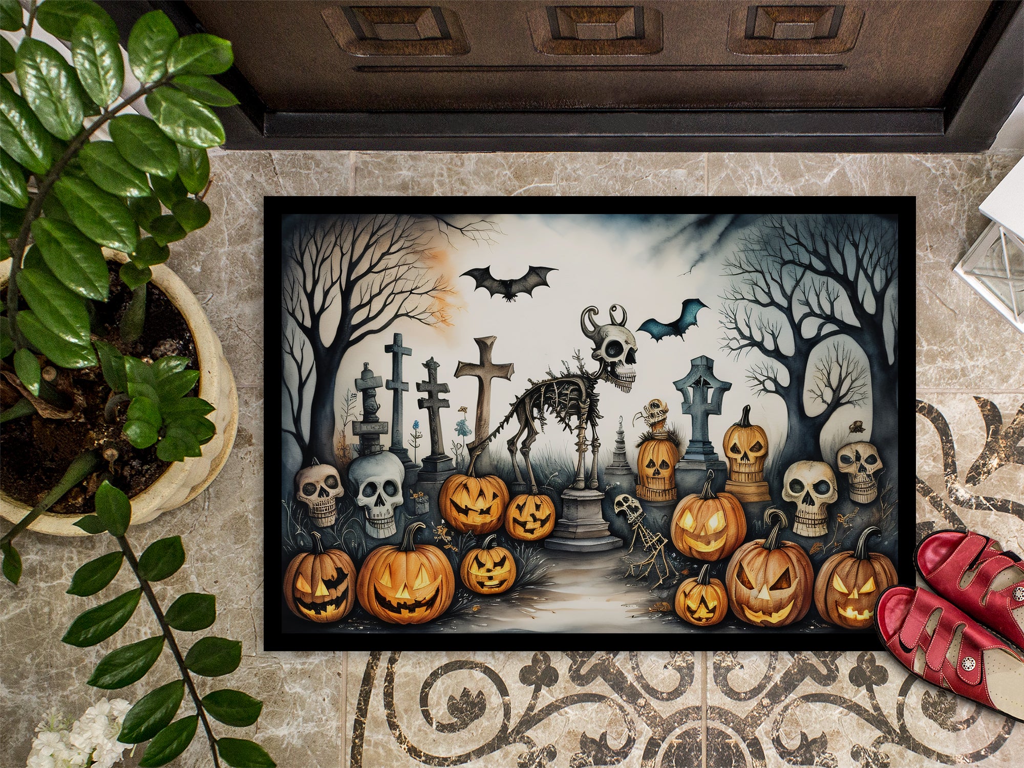 Pet Cemetery Spooky Halloween Indoor or Outdoor Mat 24x36