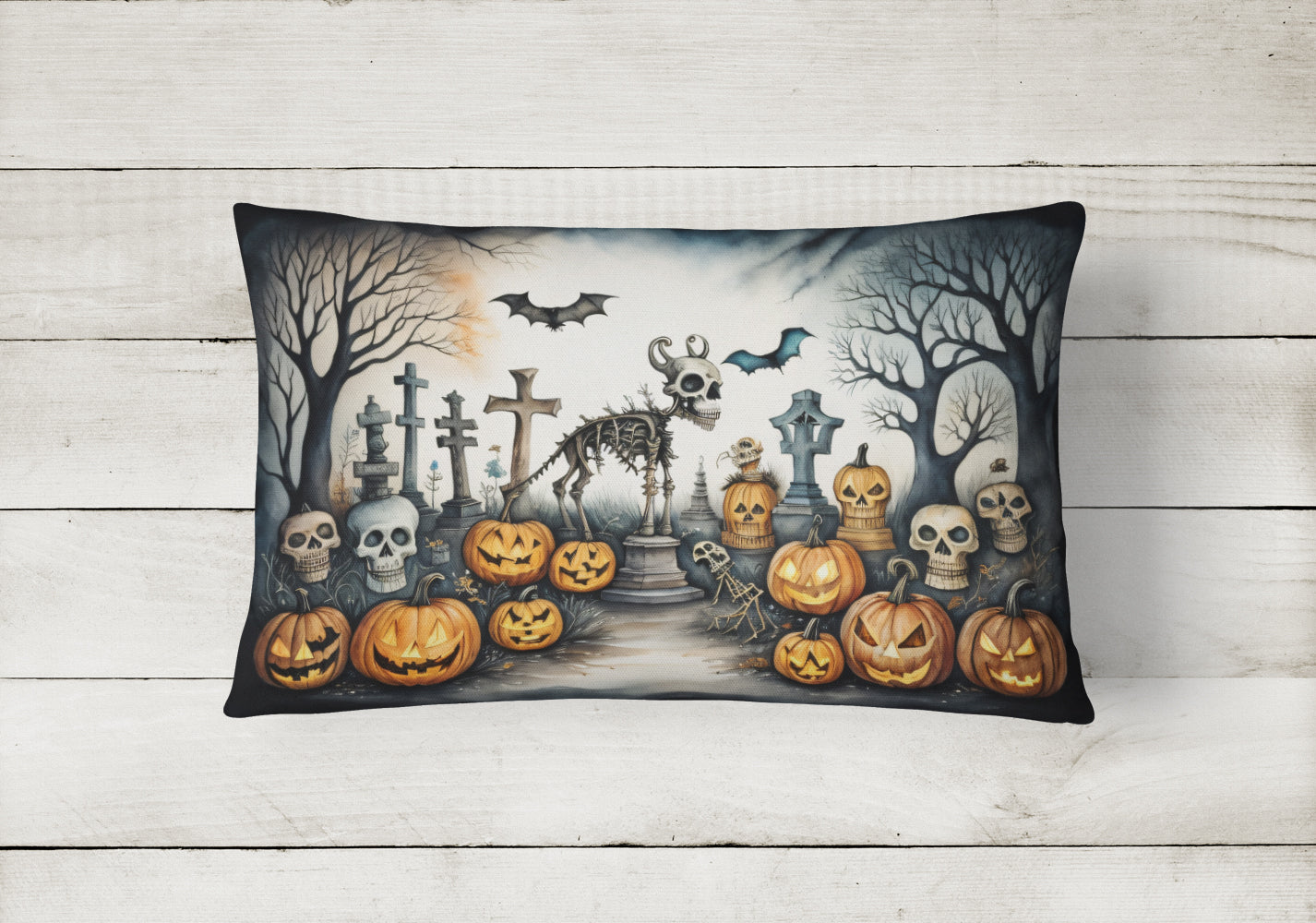 Pet Cemetery Spooky Halloween Fabric Decorative Pillow