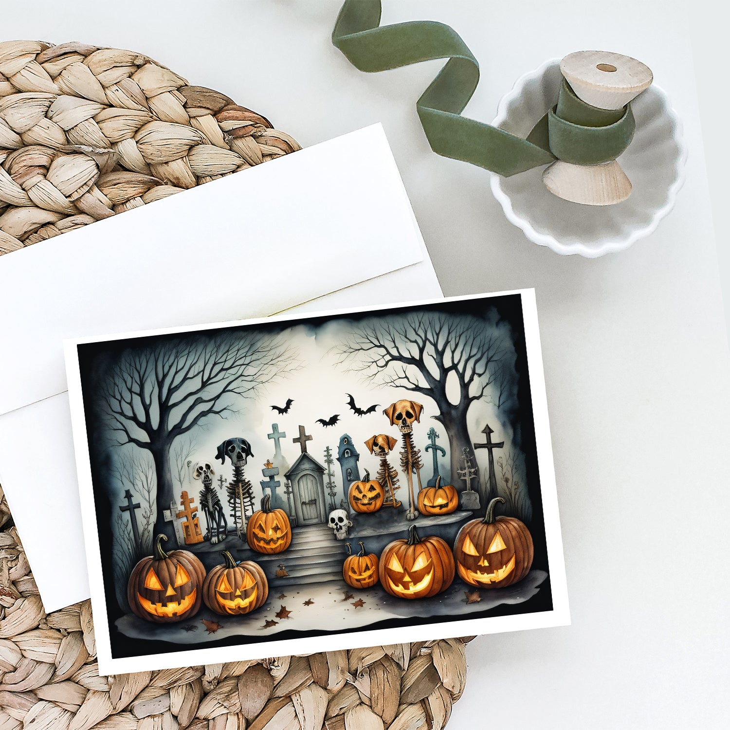 Buy this Pet Cemetery Spooky Halloween Greeting Cards and Envelopes Pack of 8