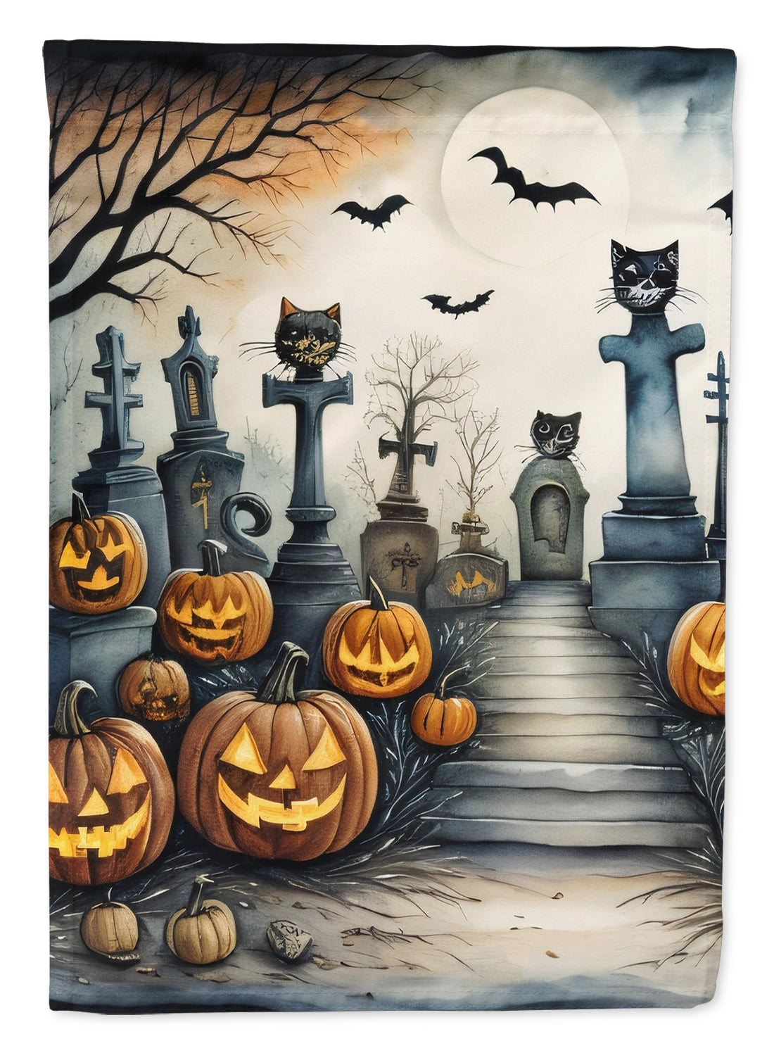Buy this Cat Cemetery Spooky Halloween House Flag