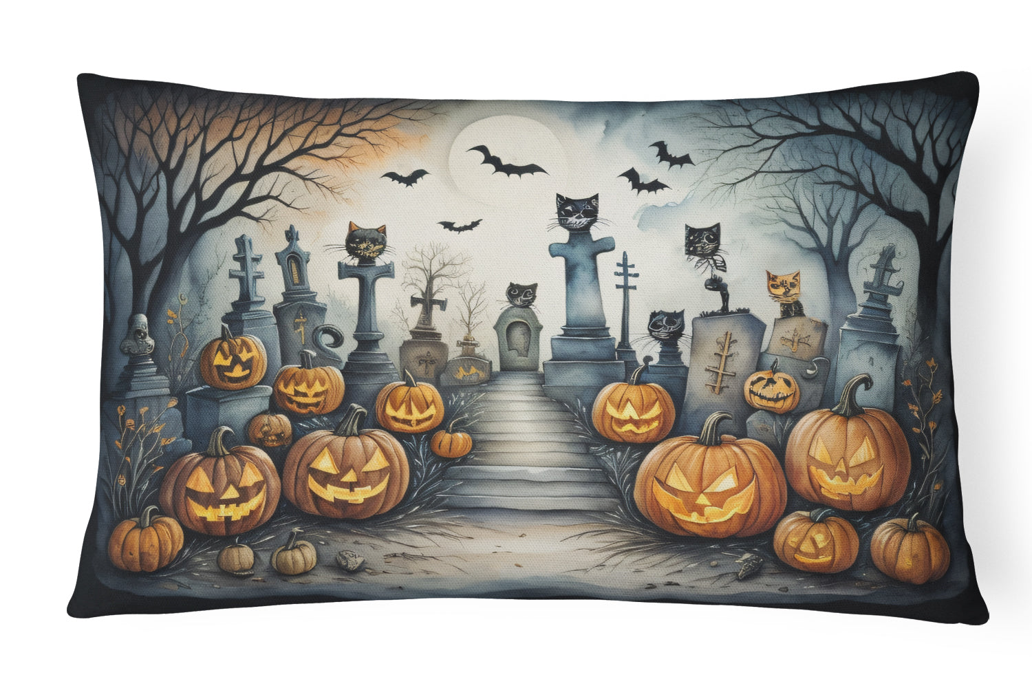 Buy this Cat Cemetery Spooky Halloween Fabric Decorative Pillow
