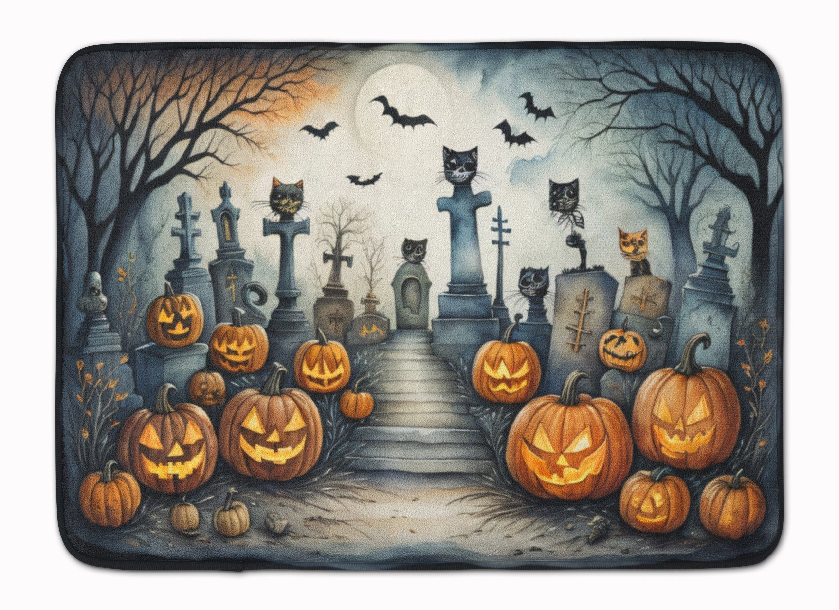 Buy this Cat Cemetery Spooky Halloween Memory Foam Kitchen Mat