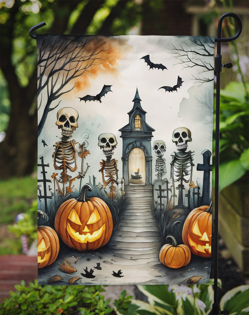 Skeleton Spooky Halloween Garden Flag