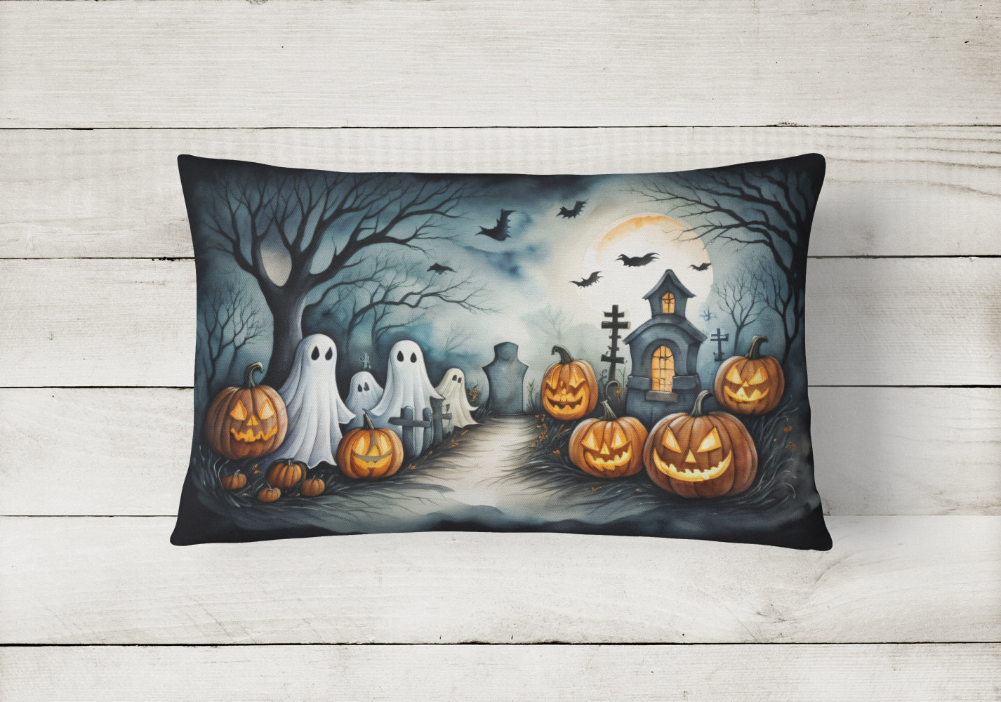 Ghosts Spooky Halloween Fabric Decorative Pillow