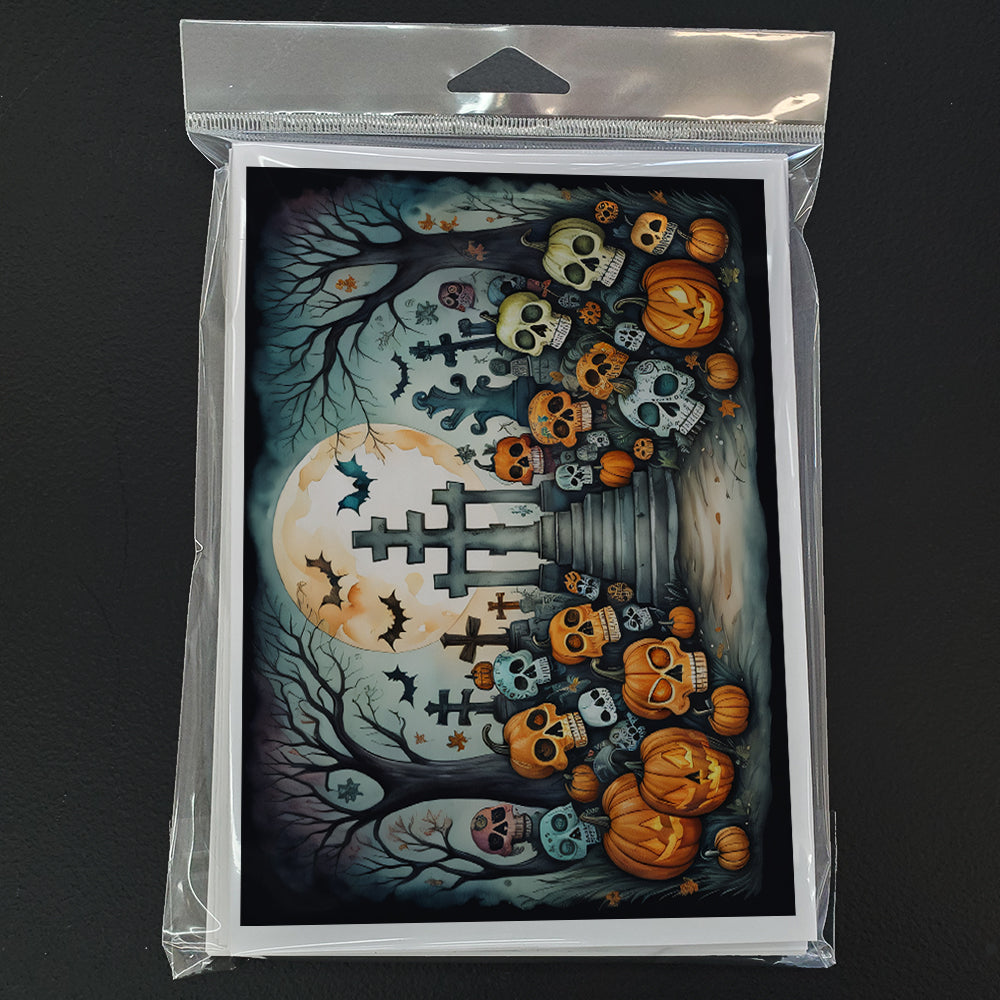 Calaveras Sugar Skulls Spooky Halloween Greeting Cards and Envelopes Pack of 8
