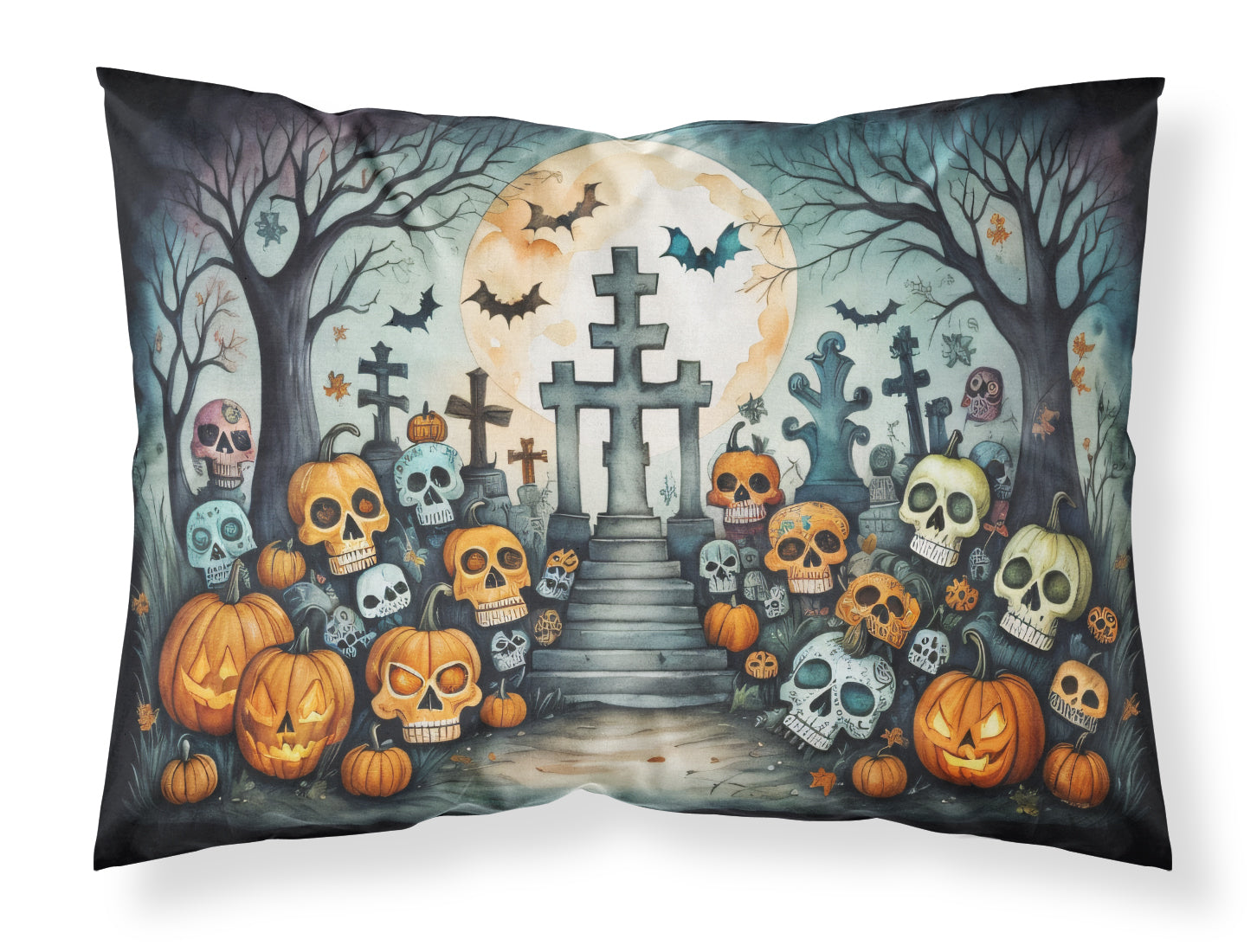 Buy this Calaveras Sugar Skulls Spooky Halloween Fabric Standard Pillowcase