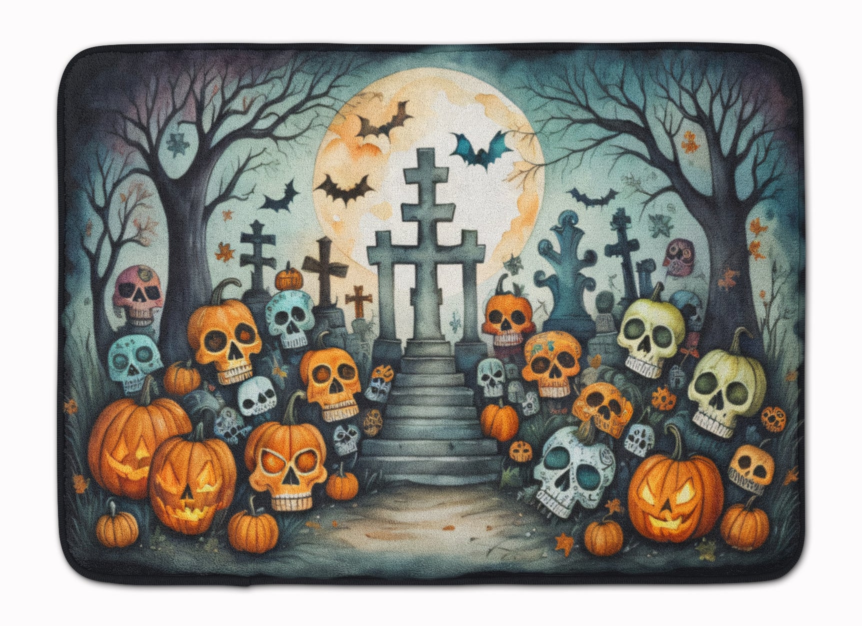 Buy this Calaveras Sugar Skulls Spooky Halloween Memory Foam Kitchen Mat