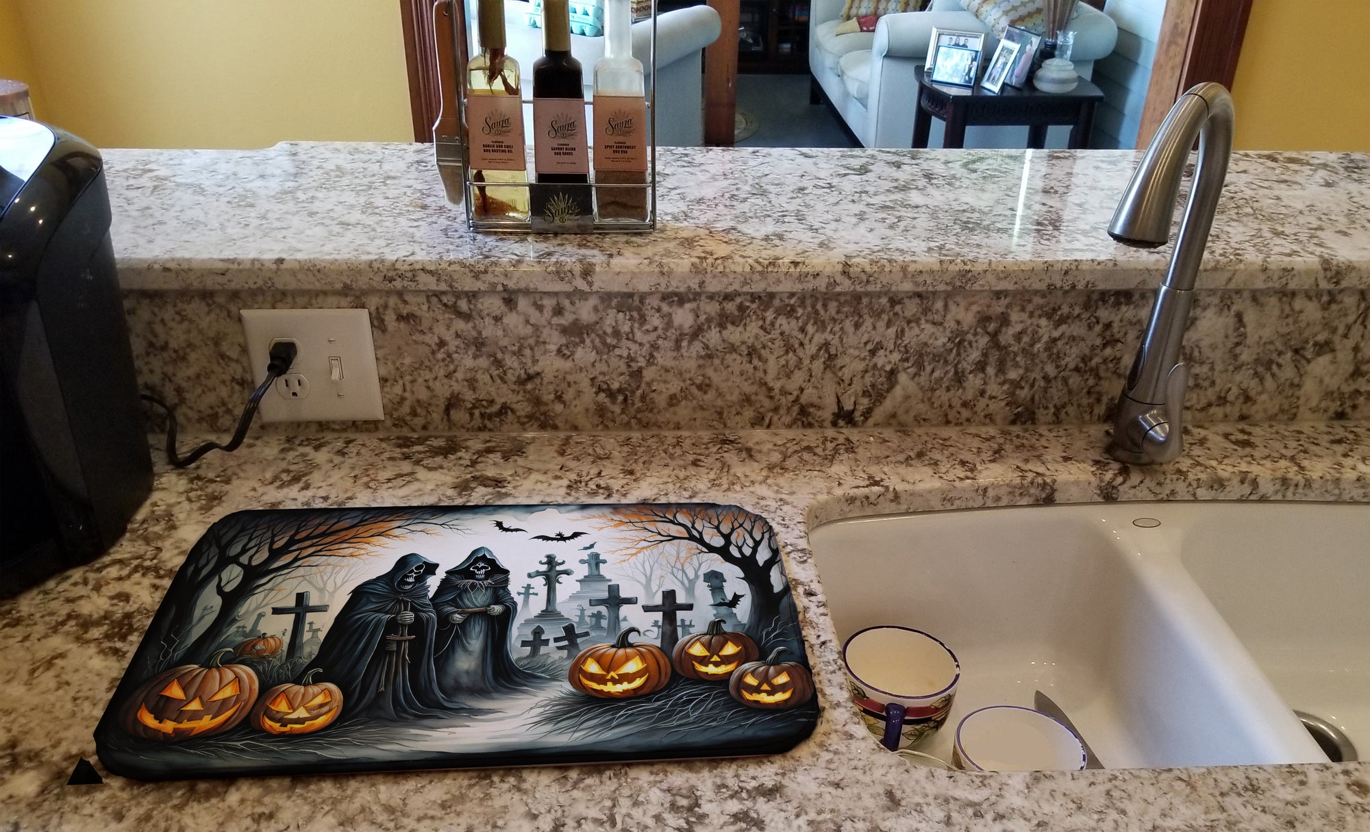 The Grim Reaper Spooky Halloween Dish Drying Mat