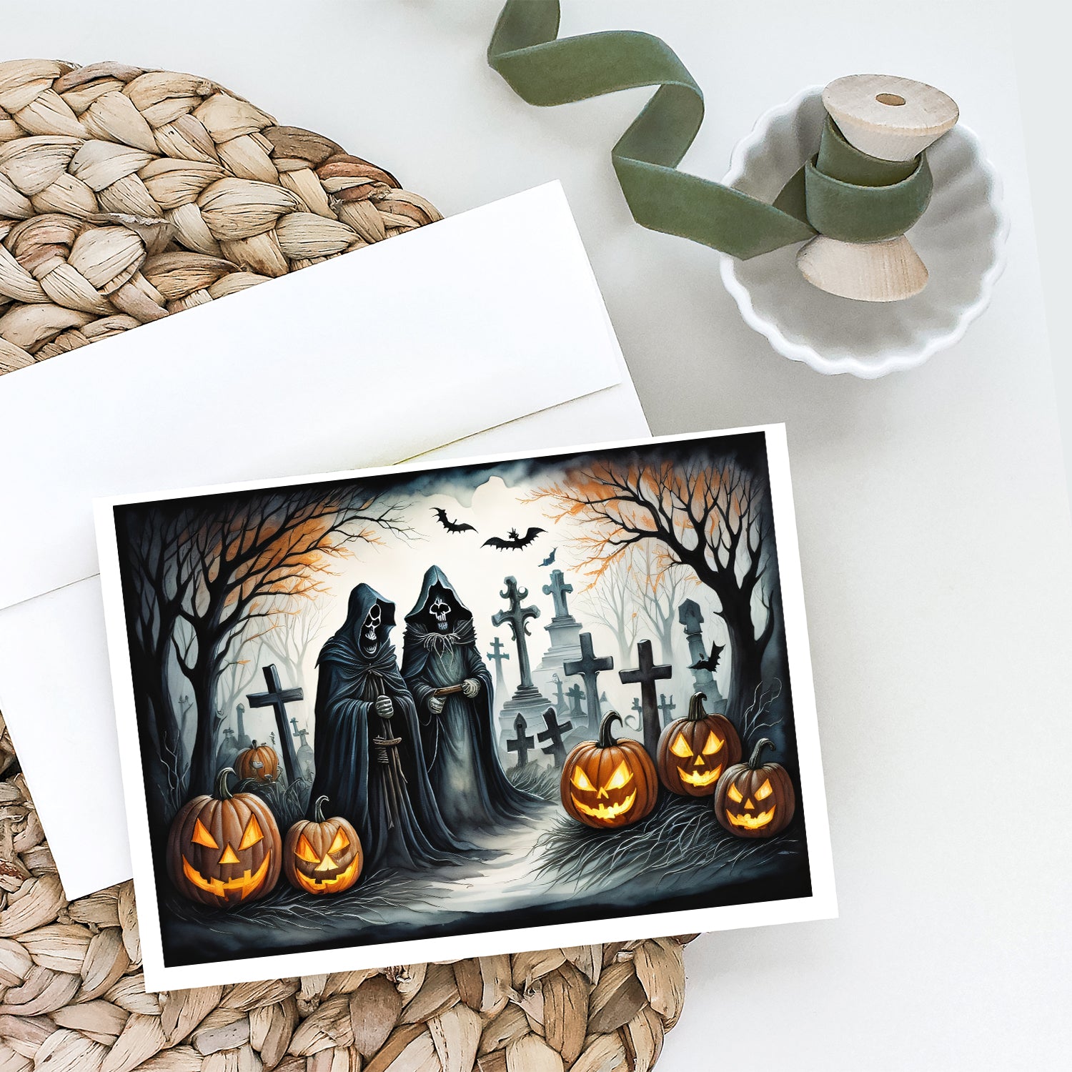 The Grim Reaper Spooky Halloween Greeting Cards and Envelopes Pack of 8