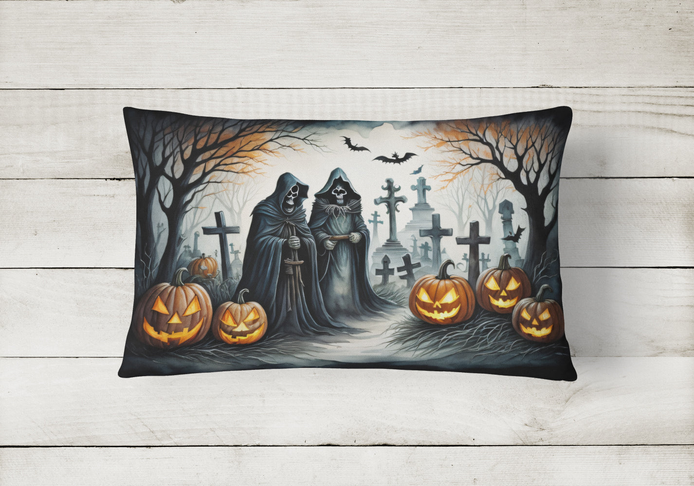Caroline's Treasures The Grim Reaper Spooky Halloween Fabric Decorative Pillow