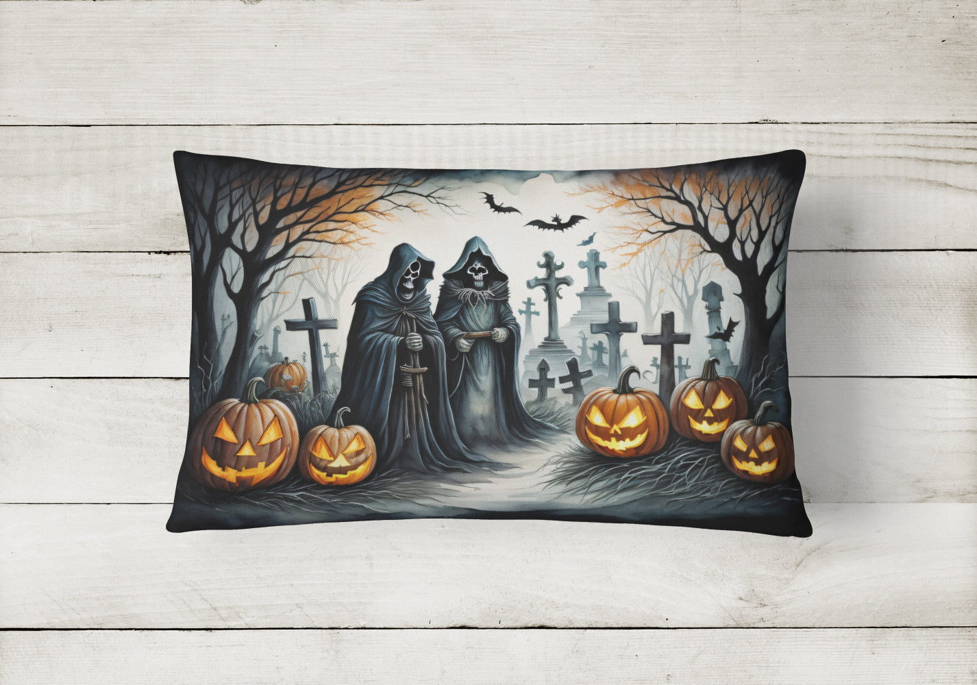 The Grim Reaper Spooky Halloween Fabric Decorative Pillow
