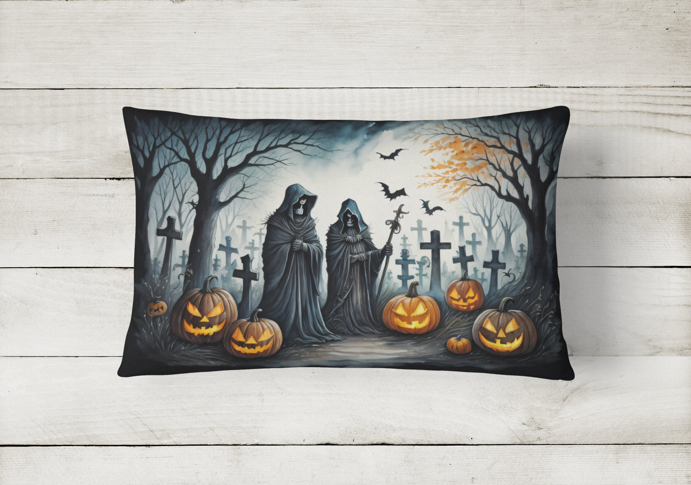Caroline's Treasures The Grim Reaper Spooky Halloween Fabric Decorative Pillow