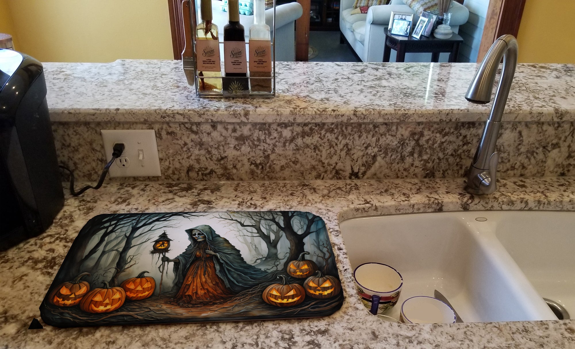 The Weeping Woman Spooky Halloween Dish Drying Mat