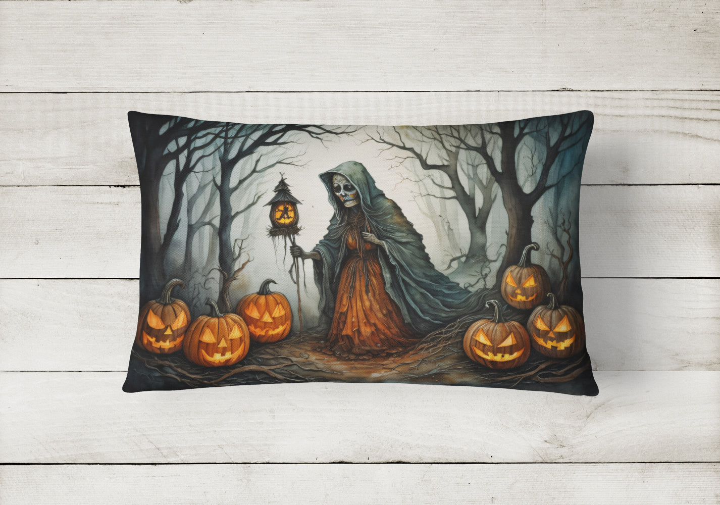 The Weeping Woman Spooky Halloween Fabric Decorative Pillow