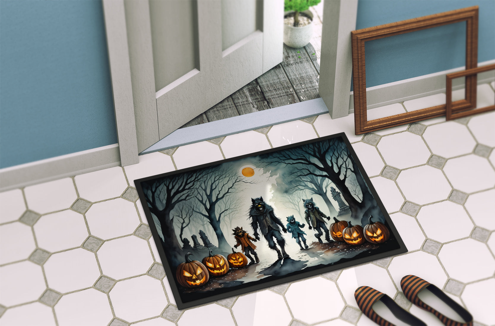 Werewolves Spooky Halloween Doormat 18x27