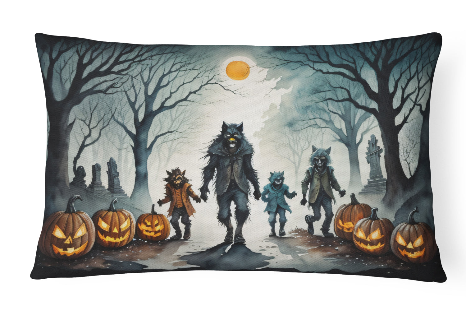 Buy this Werewolves Spooky Halloween Fabric Decorative Pillow