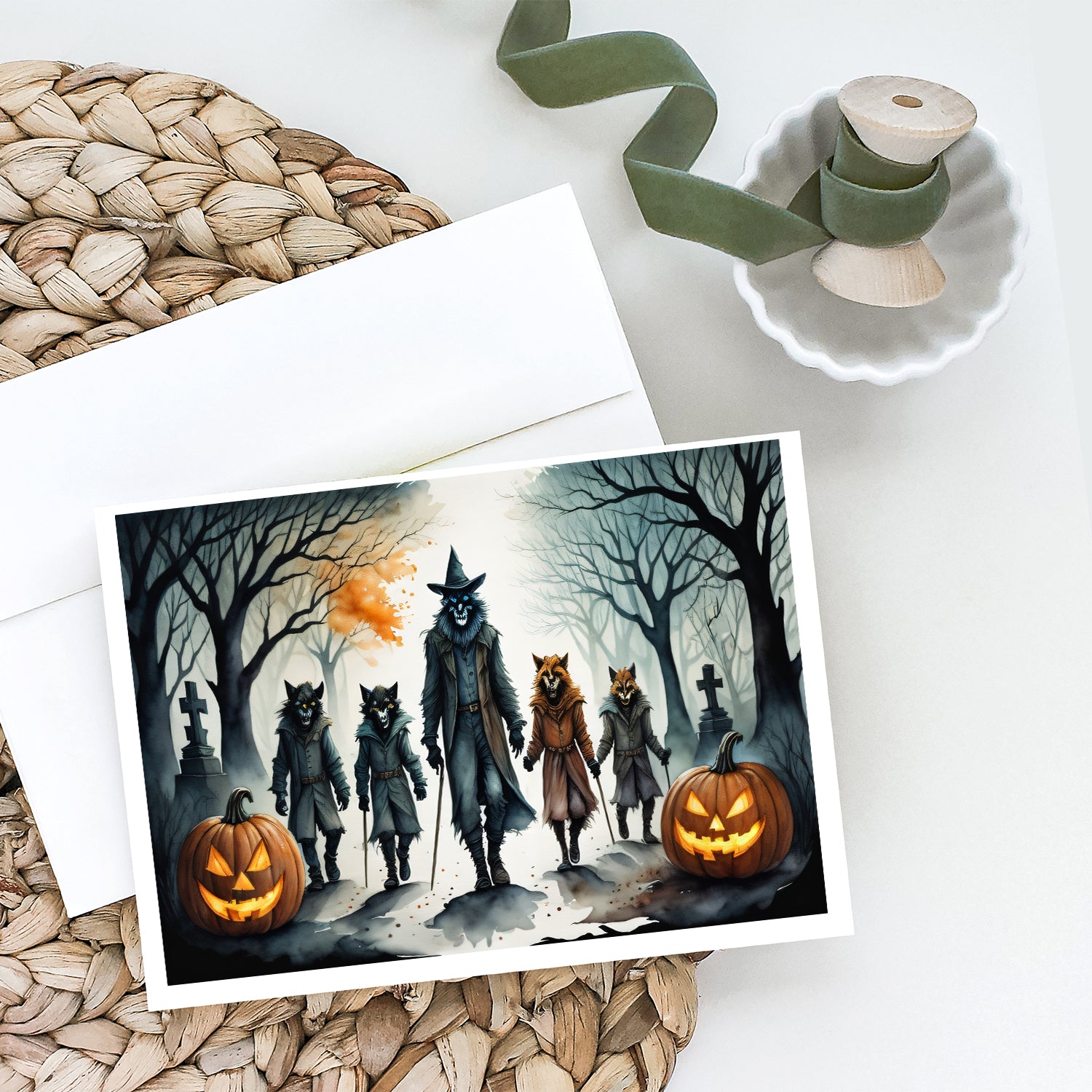 Buy this Werewolves Spooky Halloween Greeting Cards and Envelopes Pack of 8