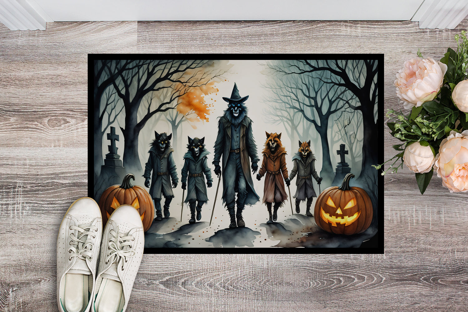 Werewolves Spooky Halloween Indoor or Outdoor Mat 24x36