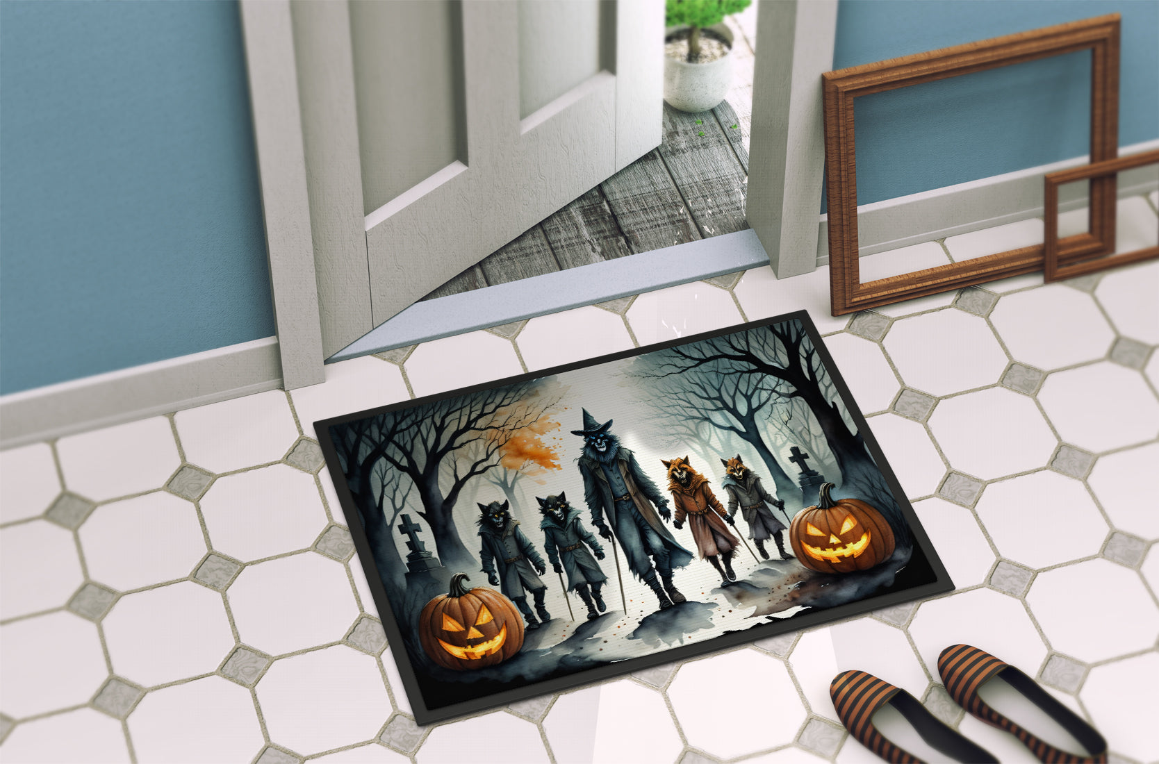 Werewolves Spooky Halloween Indoor or Outdoor Mat 24x36