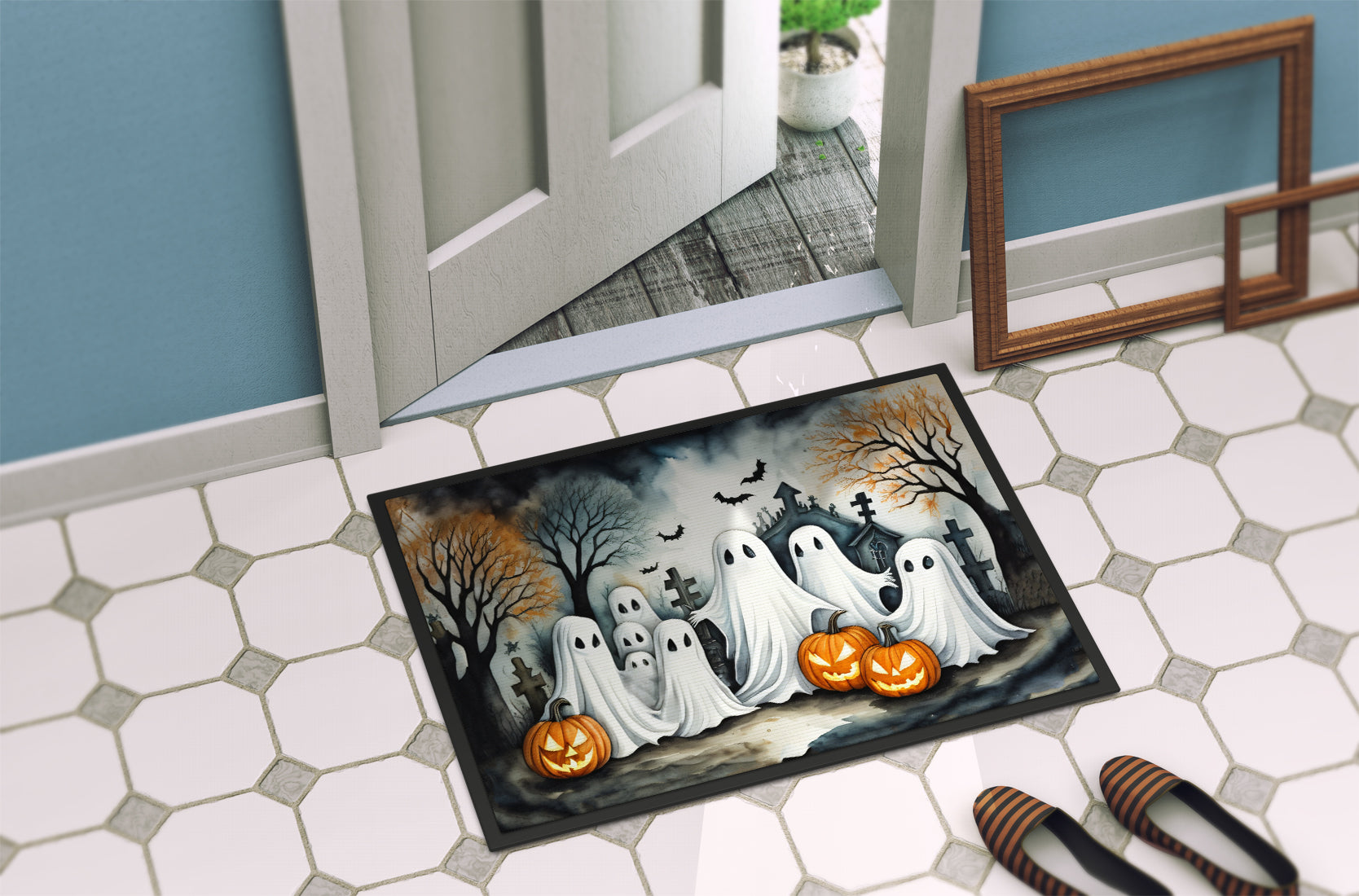 Ghosts Spooky Halloween Indoor or Outdoor Mat 24x36