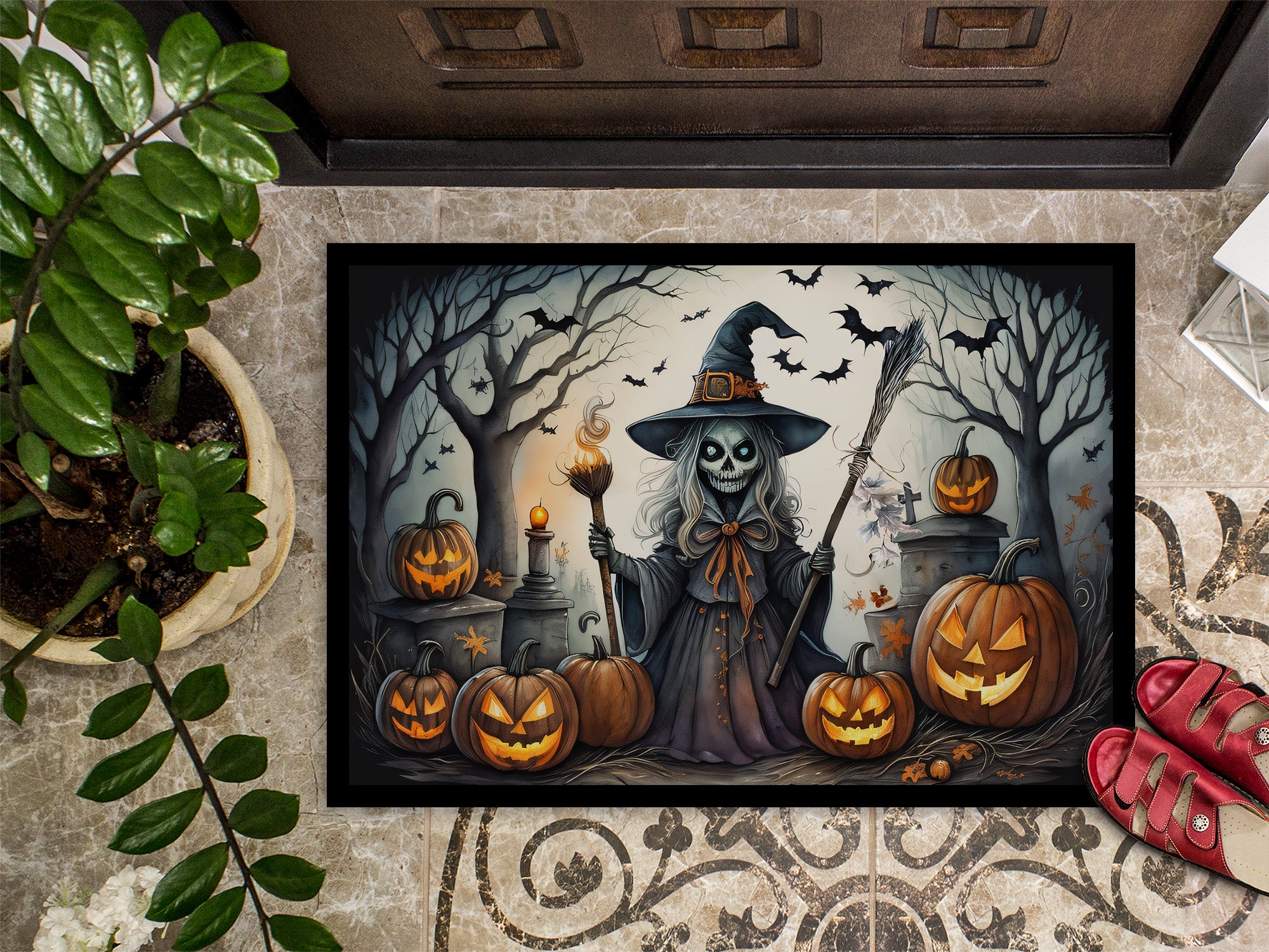 Witch Spooky Halloween Indoor or Outdoor Mat 24x36