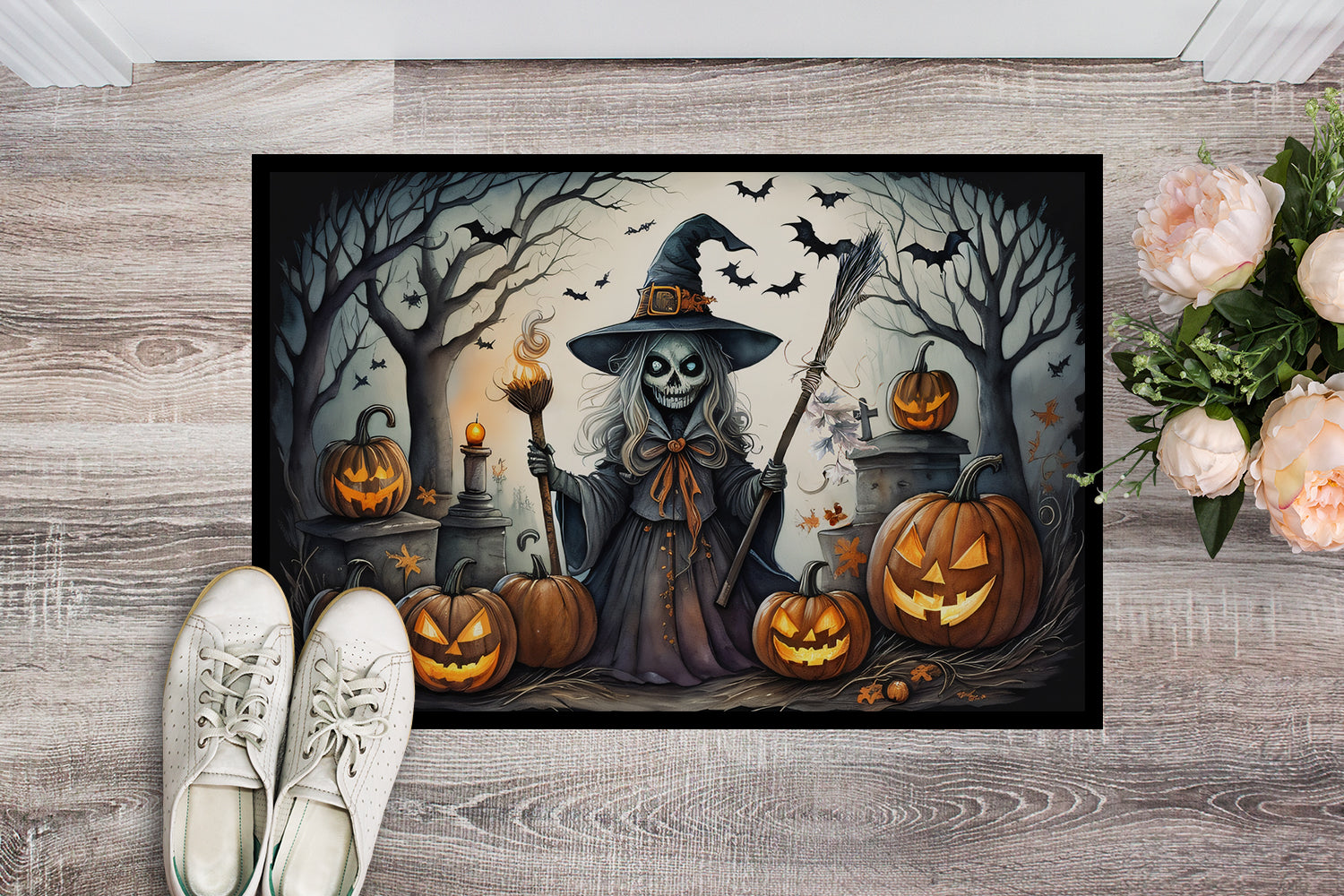 Witch Spooky Halloween Doormat 18x27