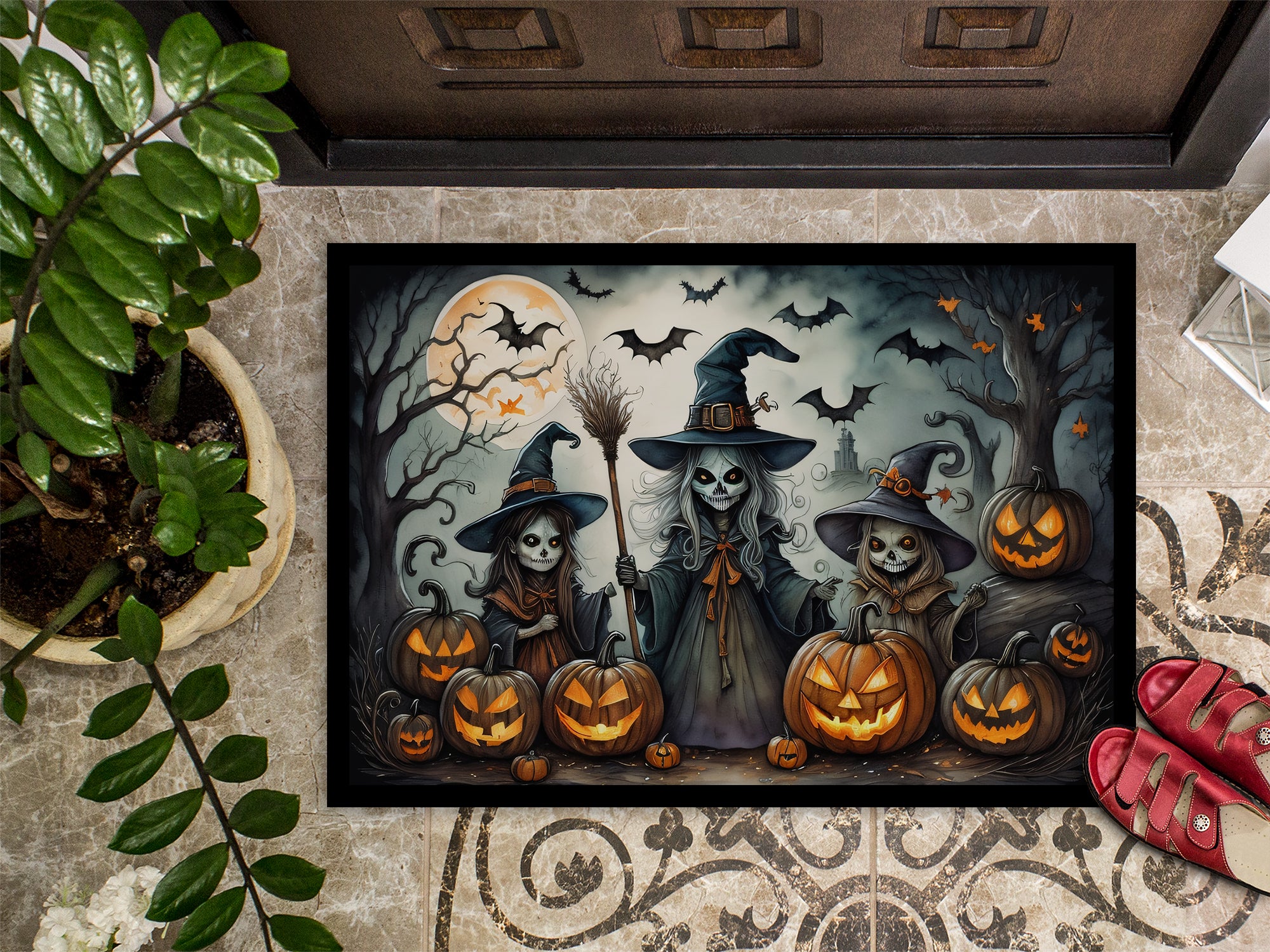 Witches Spooky Halloween Indoor or Outdoor Mat 24x36