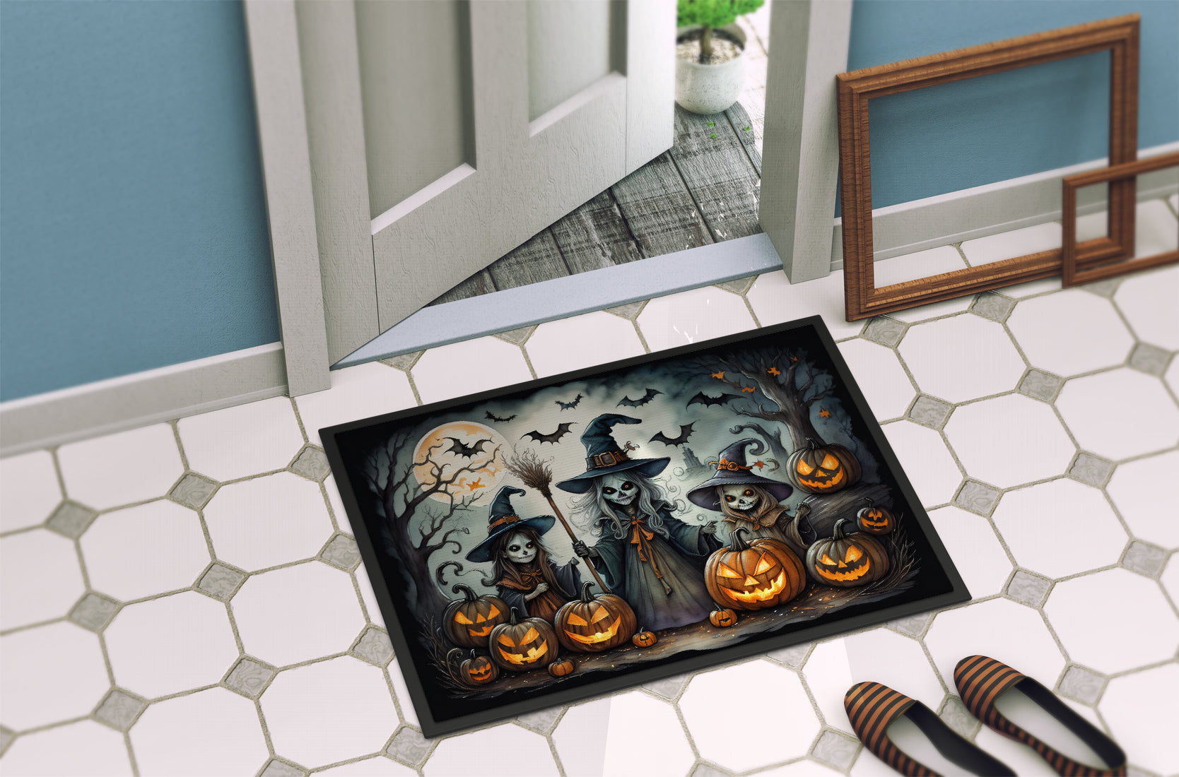 Witches Spooky Halloween Doormat 18x27