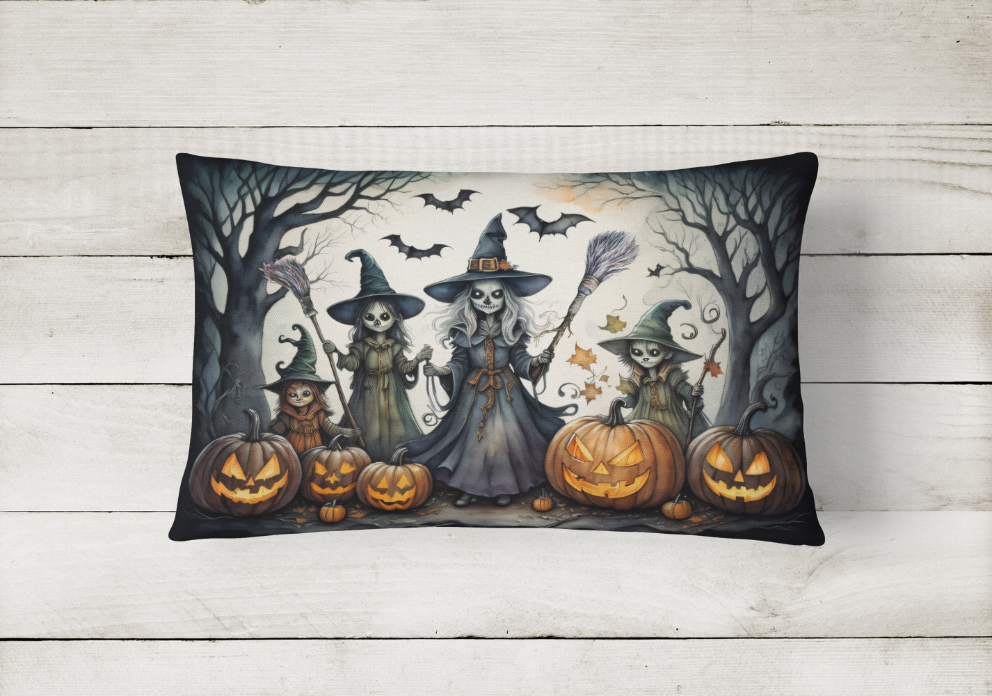 Witches Spooky Halloween Fabric Decorative Pillow