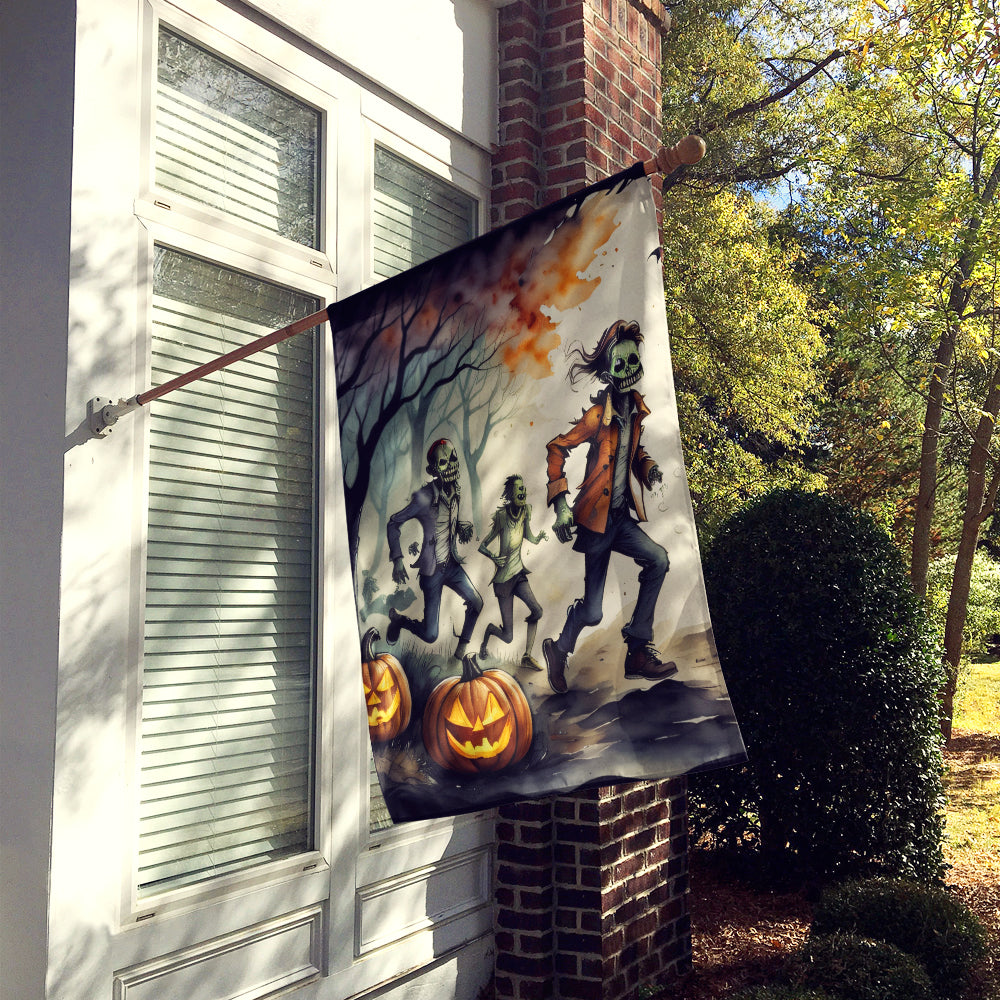 Caroline's Treasures Zombies Spooky Halloween House Flag