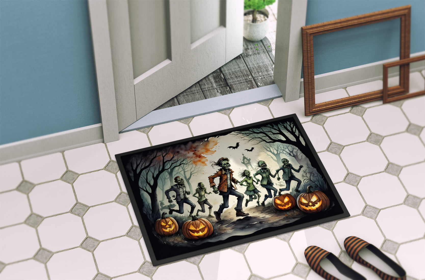 Zombies Spooky Halloween Doormat 18x27
