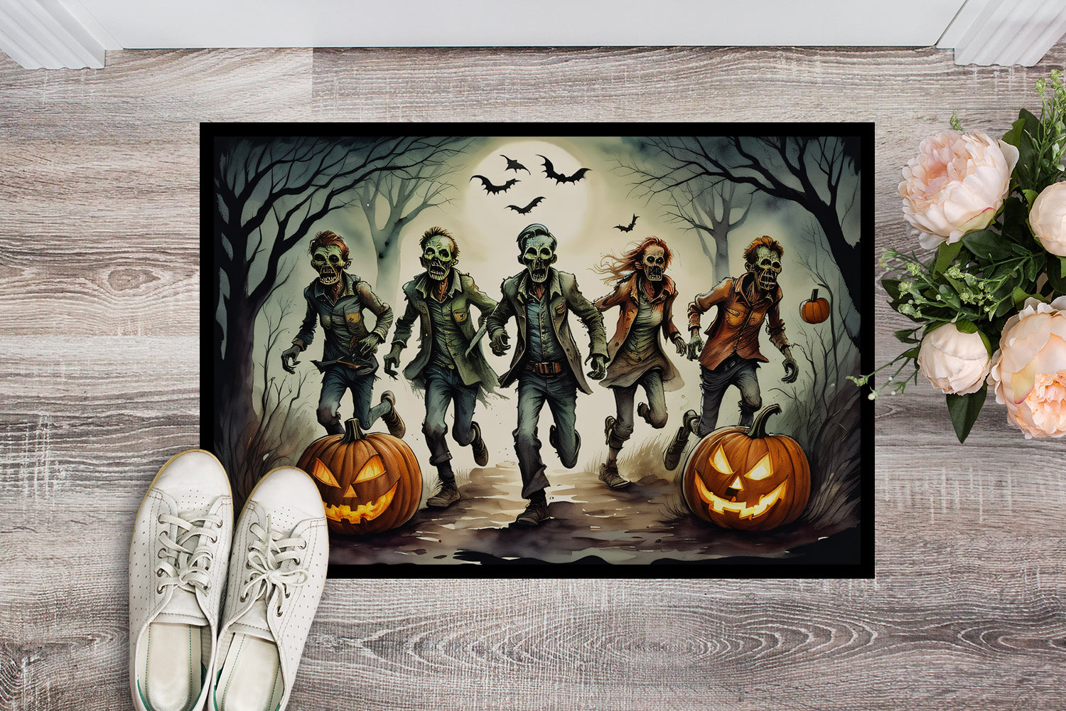 Zombies Spooky Halloween Indoor or Outdoor Mat 24x36
