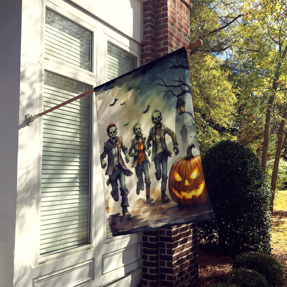 Caroline's Treasures Zombies Spooky Halloween House Flag
