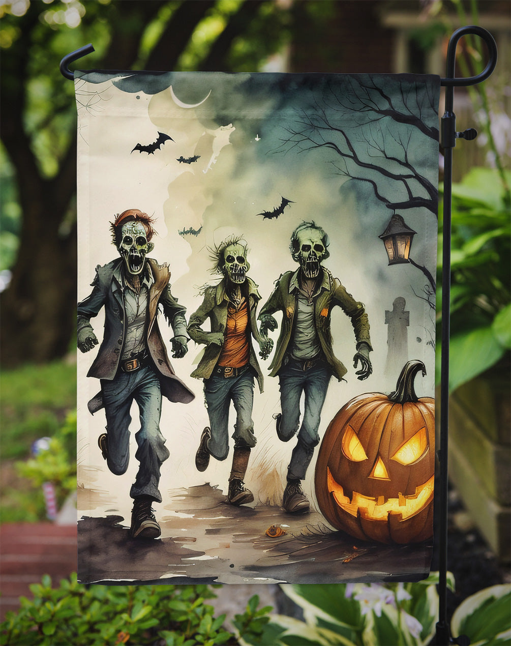 Zombies Spooky Halloween Garden Flag