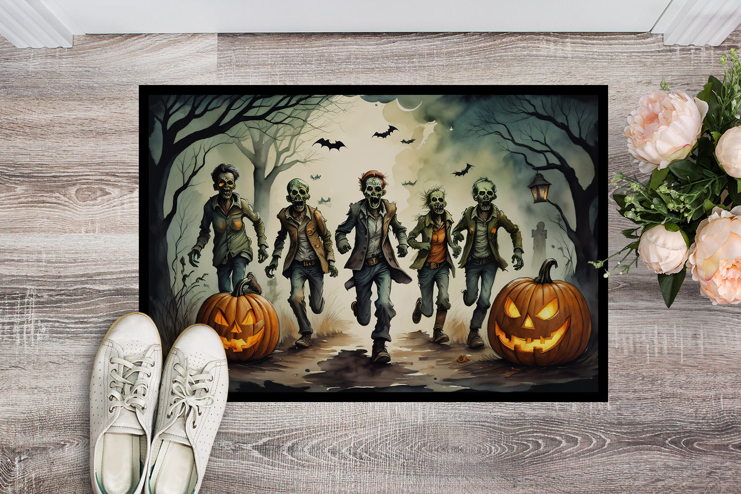 Zombies Spooky Halloween Indoor or Outdoor Mat 24x36