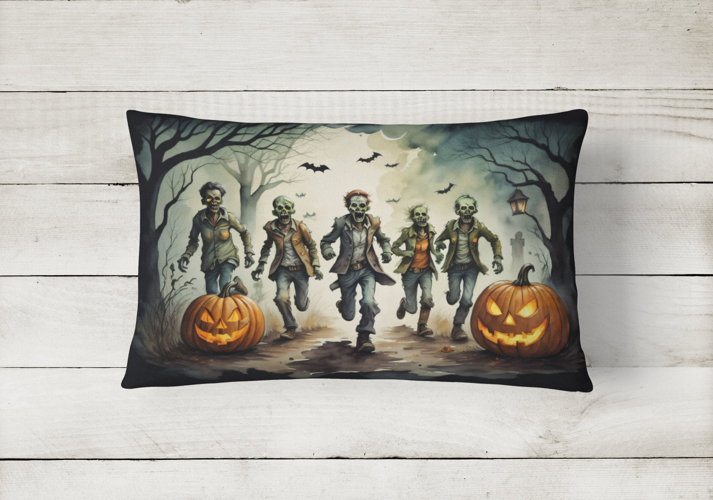 Zombies Spooky Halloween Fabric Decorative Pillow
