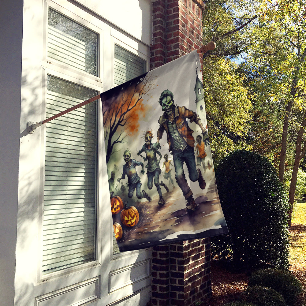 Caroline's Treasures Zombies Spooky Halloween House Flag