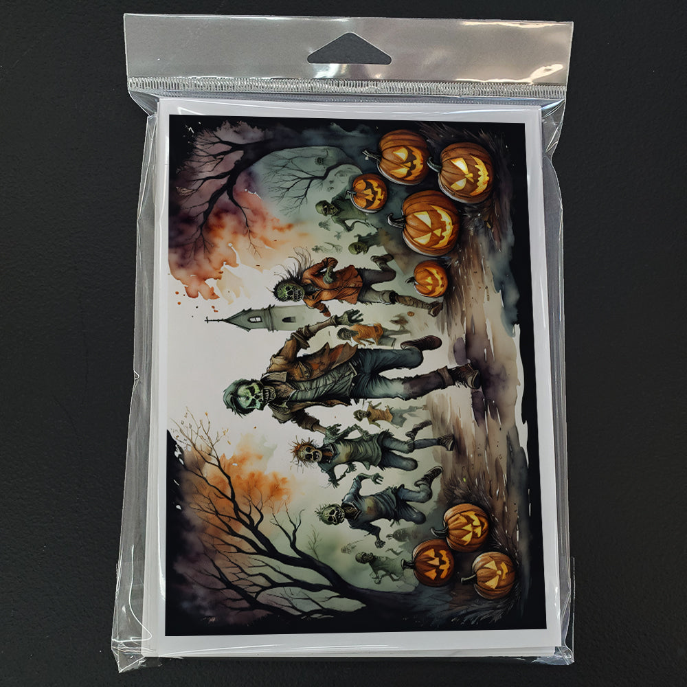 Zombies Spooky Halloween Greeting Cards and Envelopes Pack of 8