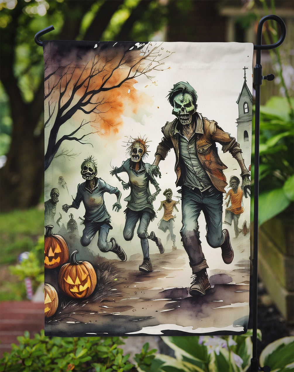 Zombies Spooky Halloween Garden Flag