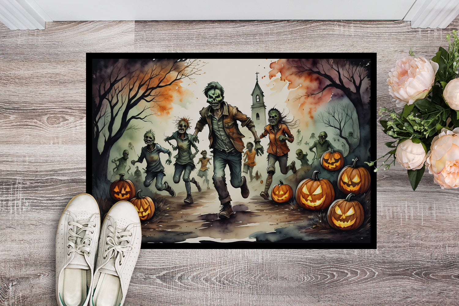 Buy this Zombies Spooky Halloween Indoor or Outdoor Mat 24x36