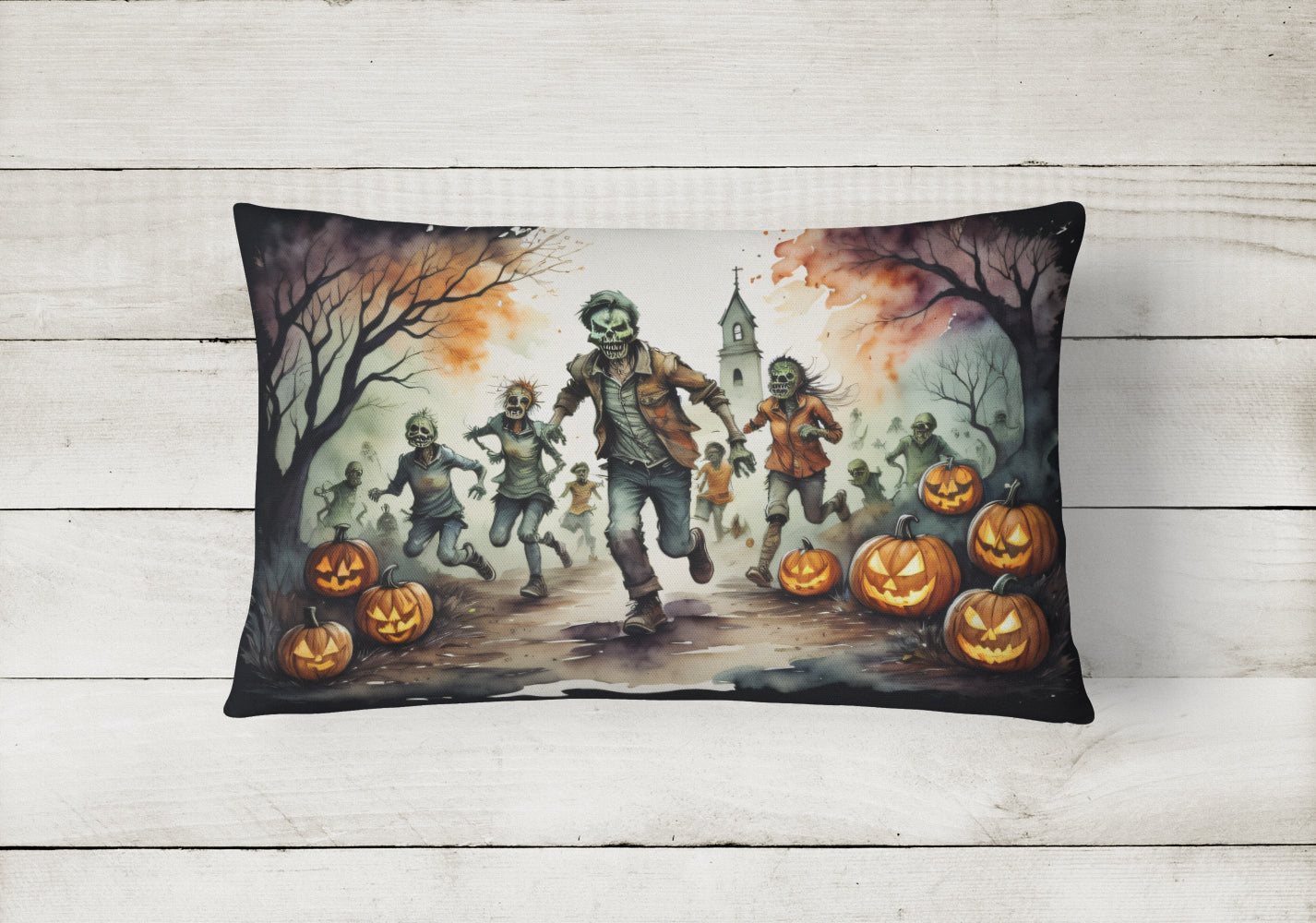 Zombies Spooky Halloween Fabric Decorative Pillow
