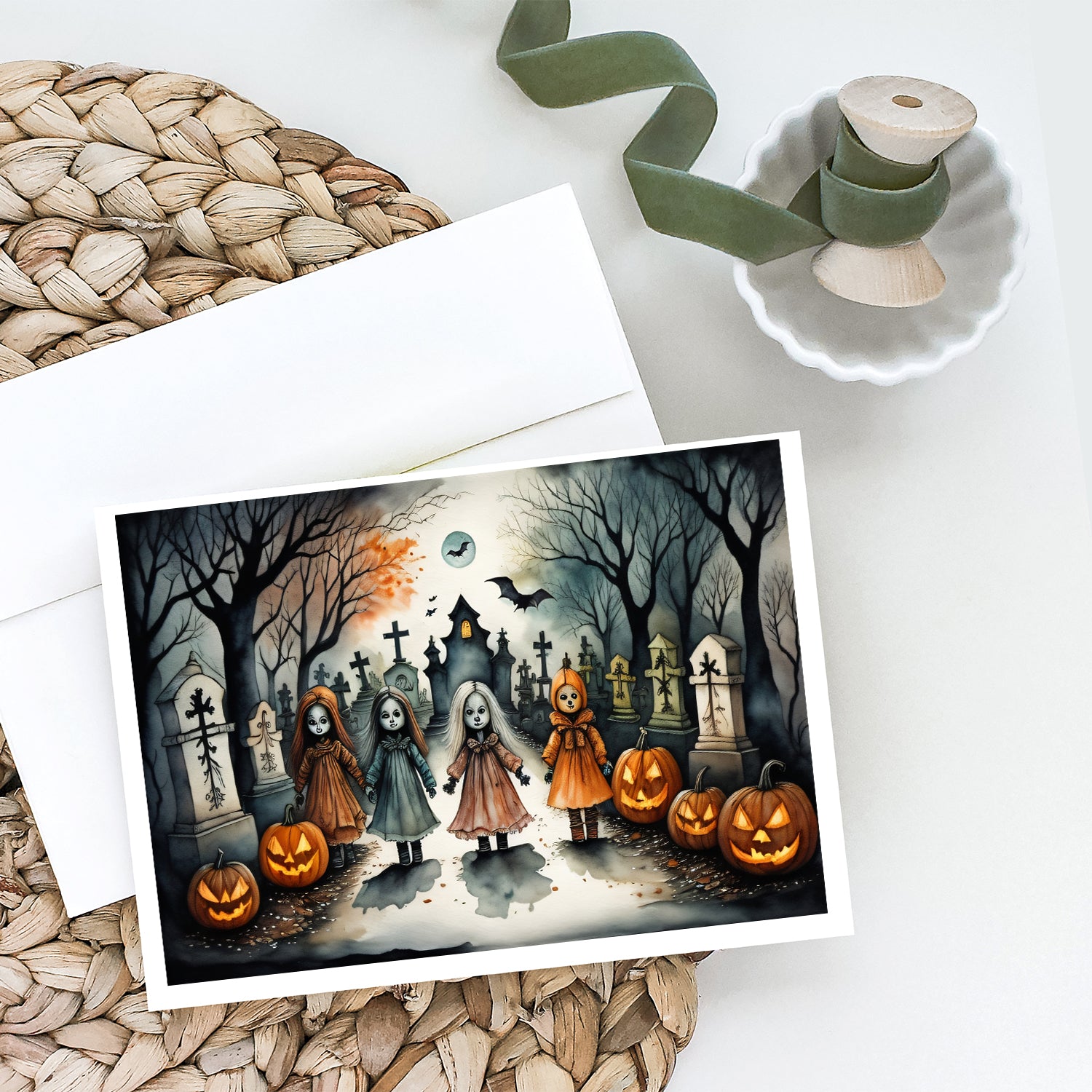Buy this Creepy Dolls Spooky Halloween Greeting Cards and Envelopes Pack of 8