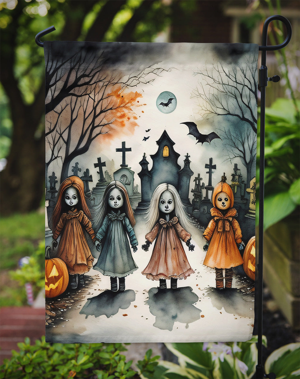 Creepy Dolls Spooky Halloween Garden Flag