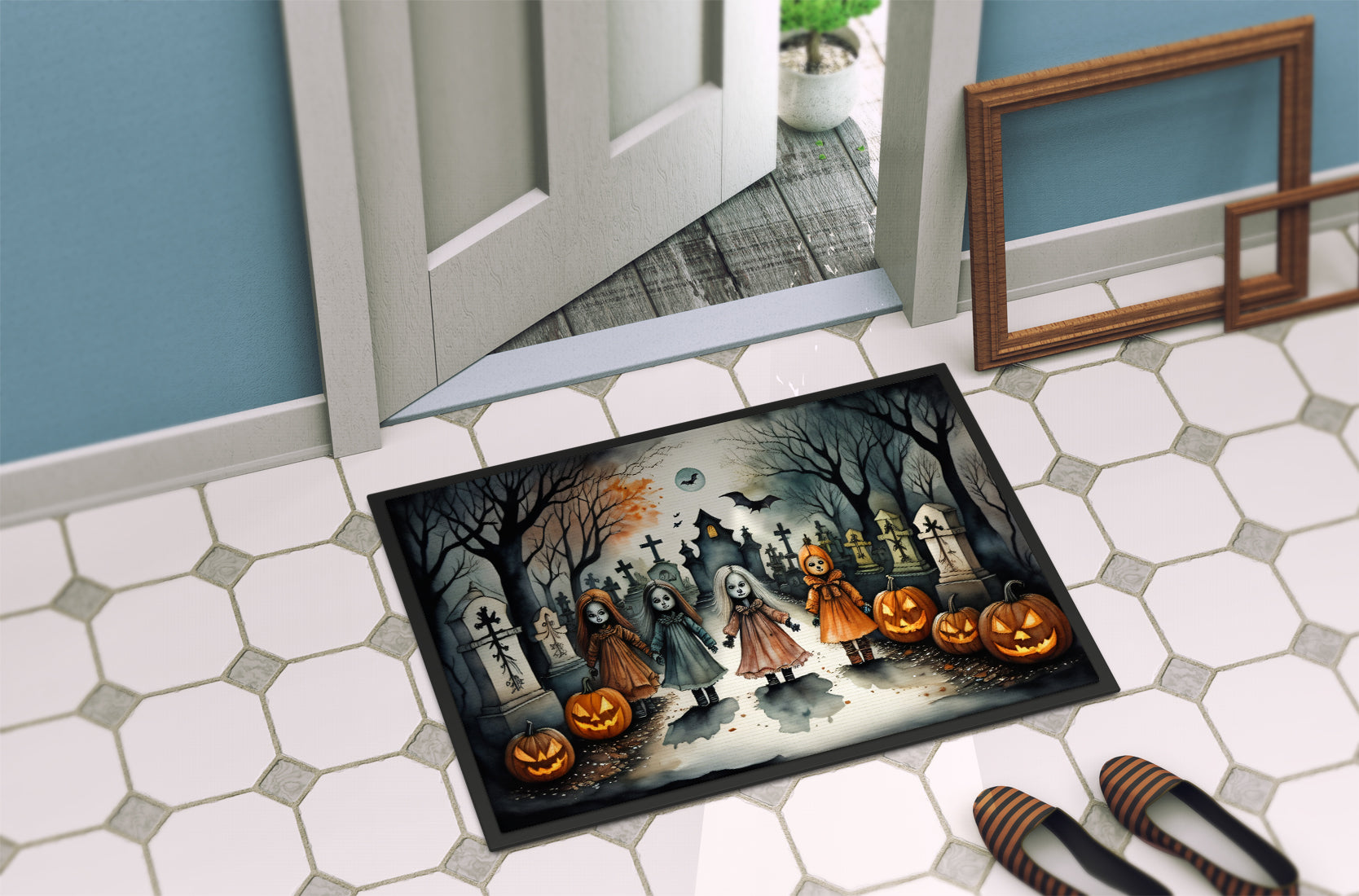 Creepy Dolls Spooky Halloween Indoor or Outdoor Mat 24x36